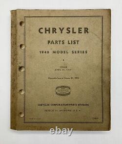 1940 Chrysler Master Parts Catalog, Factory New Old Stock