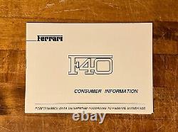 Ferrari F40 Consumer Information Booklet (594/90) New Old Stock Original