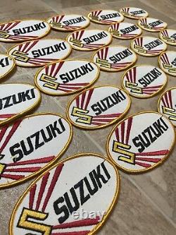 LOT OF 25 Vintage 70s SUZUKI Motorcycle Racing Dealer Sew On Oval Patch NOS