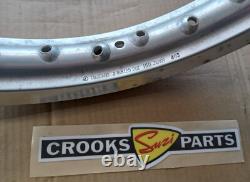NOS 65311-20510 1983 RM80HD 18 x 1.85 Genuine Suzuki Silver Ally Rear Wheel Rim