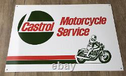 NOS Original Castrol Motorcycle Service Sign Kawasaki Honda Suzuki 24x16