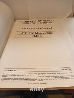 Renault 5 Elf Turbo Uk Cup Workshop Manual M. R. 276 New Old Stock Orig Reno Rare Renault 5 Elf Turbo Uk Cup Workshop Manual M. R. 276 New Old Stock Orig Reno Rare