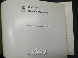 Rolls Royce Silver Wrath 11 Owners Handbook/Manual NOS