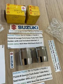 SUZUKI 1970-1972 TS250 SAVAGE NOS ORIGINAL FORK OUTER TUBE NUT 51150-16412 x 2 SUZUKI 1970-1972 TS250 SAVAGE NOS ORIGINAL FORK OUTER TUBE NUT 51150-16412 x 2