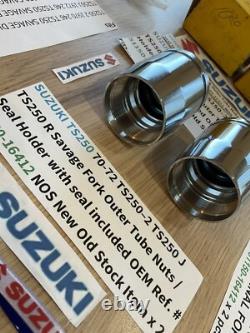 SUZUKI 1970-1972 TS250 SAVAGE NOS ORIGINAL FORK OUTER TUBE NUT 51150-16412 x 2