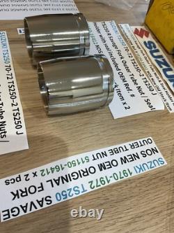 SUZUKI 1970-1972 TS250 SAVAGE NOS ORIGINAL FORK OUTER TUBE NUT 51150-16412 x 2