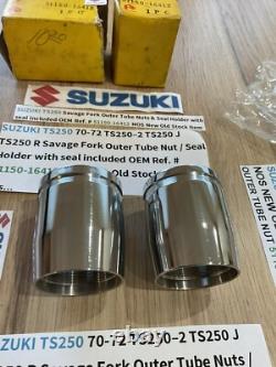 SUZUKI 1970-1972 TS250 SAVAGE NOS ORIGINAL FORK OUTER TUBE NUT 51150-16412 x 2 SUZUKI 1970-1972 TS250 SAVAGE NOS ORIGINAL FORK OUTER TUBE NUT 51150-16412 x 2