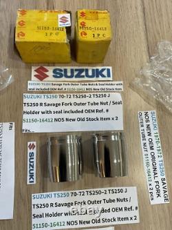 SUZUKI 1970-1972 TS250 SAVAGE NOS ORIGINAL FORK OUTER TUBE NUT 51150-16412 x 2