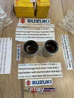 SUZUKI 1970-1972 TS250 SAVAGE NOS ORIGINAL FORK OUTER TUBE NUT 51150-16412 x 2