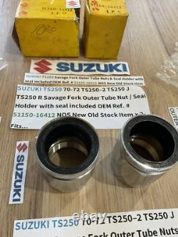 SUZUKI 1970-1972 TS250 SAVAGE NOS ORIGINAL FORK OUTER TUBE NUT 51150-16412 x 2