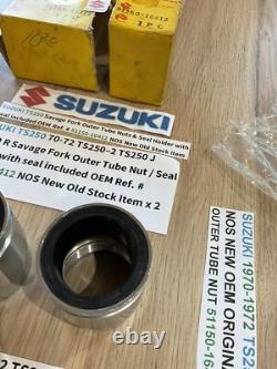 SUZUKI 1970-1972 TS250 SAVAGE NOS ORIGINAL FORK OUTER TUBE NUT 51150-16412 x 2