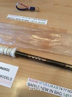 SUZUKI GT125 L. M. A. B 74-77 NOS EXHAUST BAFFLE NEW IN BAG 14510-36200 obsolete SUZUKI GT125 L. M. A. B 74-77 NOS EXHAUST BAFFLE NEW IN BAG 14510-36200 obsolete