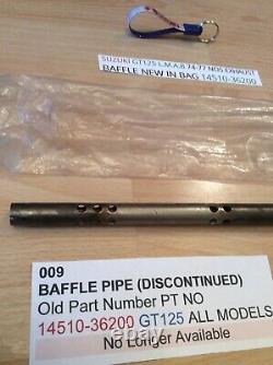 SUZUKI GT125 L. M. A. B 74-77 NOS EXHAUST BAFFLE NEW IN BAG 14510-36200 obsolete SUZUKI GT125 L. M. A. B 74-77 NOS EXHAUST BAFFLE NEW IN BAG 14510-36200 obsolete