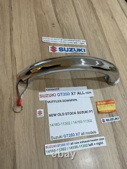 SUZUKI GT250 X7 all nos exhaust header pipe 14160-11302 / 14150-11302 left + rig SUZUKI GT250 X7 all nos exhaust header pipe 14160-11302 / 14150-11302 left + rig
