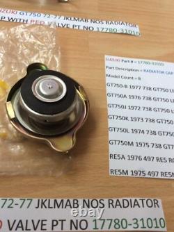 SUZUKI GT750 JKLMAB RE5 Radiator Cap red valve NOS IN PARTS BAG 17780-31010