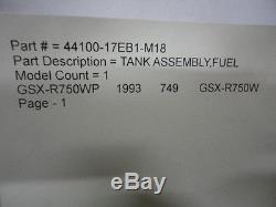 Suzuki Nos Gsx-r750wp 1993, Tank Asembply, Fuel #44100-17eb1-m18, #upper Deck #6