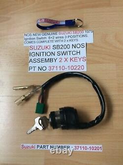 SUZUKI SB200 NOS IGNITION SWITCH PT NO 37110-10220 s/s 37110-10222 NEW 2 X KEYS