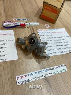SUZUKI T350 T305 all NOS Oil Pump Assembly pt 16100-18010 IN ORIGINAL BOX SUZUKI T350 T305 all NOS Oil Pump Assembly pt 16100-18010 IN ORIGINAL BOX