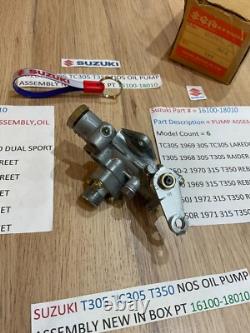 SUZUKI T350 T305 all NOS Oil Pump Assembly pt 16100-18010 IN ORIGINAL BOX SUZUKI T350 T305 all NOS Oil Pump Assembly pt 16100-18010 IN ORIGINAL BOX