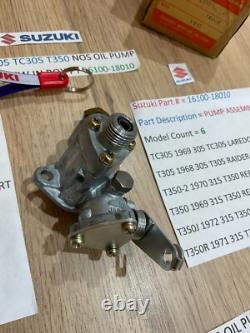 SUZUKI T350 T305 all NOS Oil Pump Assembly pt 16100-18010 IN ORIGINAL BOX SUZUKI T350 T305 all NOS Oil Pump Assembly pt 16100-18010 IN ORIGINAL BOX