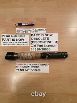 SUZUKI TS250 KLMA 73-76 NOS BAFFLE WITH SCREW PT 14510-30000 WithPARTS TAG + BAG
