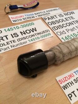 SUZUKI TS250 KLMA 73-76 NOS BAFFLE WITH SCREW PT 14510-30000 WithPARTS TAG + BAG
