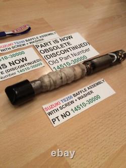 SUZUKI TS250 KLMA 73-76 NOS BAFFLE WITH SCREW PT 14510-30000 WithPARTS TAG + BAG