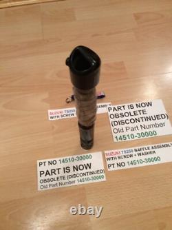 SUZUKI TS250 KLMA 73-76 NOS BAFFLE WITH SCREW PT 14510-30000 WithPARTS TAG + BAG