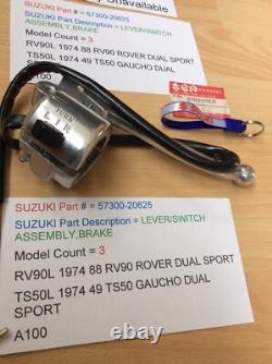 Suzuki A100 Rv90 Ts50 Nos Lever Switch Assembly Brake Wiring Pt57300-20625 New Suzuki A100 Rv90 Ts50 Nos Lever Switch Assembly Brake Wiring Pt57300-20625 New