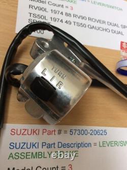 Suzuki A100 Rv90 Ts50 Nos Lever Switch Assembly Brake Wiring Pt57300-20625 New Suzuki A100 Rv90 Ts50 Nos Lever Switch Assembly Brake Wiring Pt57300-20625 New