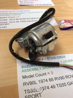 Suzuki A100 Rv90 Ts50 Nos Lever Switch Assembly Brake Wiring Pt57300-20625 New Suzuki A100 Rv90 Ts50 Nos Lever Switch Assembly Brake Wiring Pt57300-20625 New