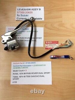 Suzuki A100 Rv90 Ts50 Nos Lever Switch Assembly Brake Wiring Pt57300-20625 New Suzuki A100 Rv90 Ts50 Nos Lever Switch Assembly Brake Wiring Pt57300-20625 New