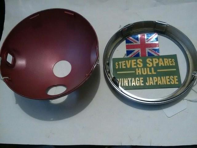 Suzuki A100k, A1004. 1973-78, Headlamp Shell & Rim, Genuine, Nos