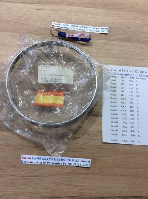 Suzuki Gs450 Gsx250 Gsx400 Ts250 B/c Headlamp Rim Nos Genuine Pt No 35111-30520