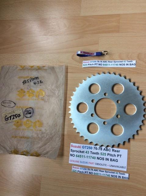 Suzuki Gt250 76-78 Abc Rear Sprocket 43 Teeth 525 Pitch Pt No 64511-11740 Nos