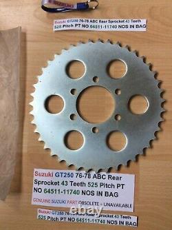 Suzuki GT250 76-78 ABC Rear Sprocket 43 Teeth 525 Pitch PT NO 64511-11740 NOS