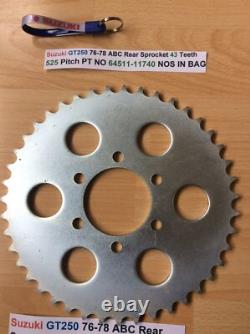 Suzuki GT250 76-78 ABC Rear Sprocket 43 Teeth 525 Pitch PT NO 64511-11740 NOS