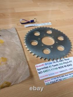 Suzuki GT250 76-78 ABC Rear Sprocket 43 Teeth 525 Pitch PT NO 64511-11740 NOS