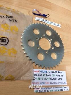 Suzuki GT250 76-78 ABC Rear Sprocket 43 Teeth 525 Pitch PT NO 64511-11740 NOS