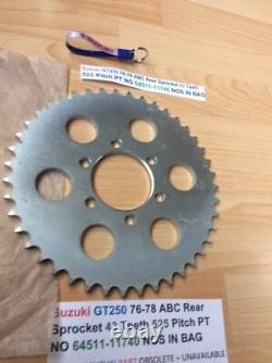 Suzuki GT250 76-78 ABC Rear Sprocket 43 Teeth 525 Pitch PT NO 64511-11740 NOS
