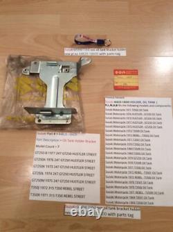 Suzuki GT250 T350 nos oil tank bracket holder new pt no 44820-18600 withparts tag Suzuki GT250 T350 nos oil tank bracket holder new pt no 44820-18600 withparts tag