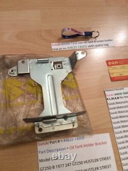 Suzuki GT250 T350 nos oil tank bracket holder new pt no 44820-18600 withparts tag
