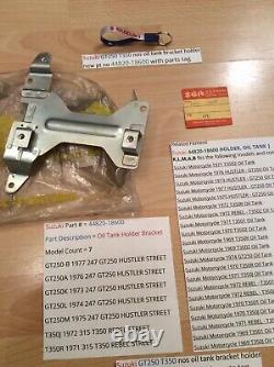Suzuki GT250 T350 nos oil tank bracket holder new pt no 44820-18600 withparts tag