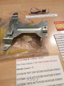 Suzuki GT250 T350 nos oil tank bracket holder new pt no 44820-18600 withparts tag