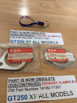 Suzuki GT250 X7 ALL NOS EXHAUST CLAMPS X 2 PIECES PT NO 14182-11301 NEW IN BAGS Suzuki GT250 X7 ALL NOS EXHAUST CLAMPS X 2 PIECES PT NO 14182-11301 NEW IN BAGS
