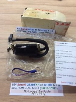 Suzuki GT250 X7 E EN GT500 A + B NOS IGNITION COIL ASSEMBLY NEW PT 33410-15321