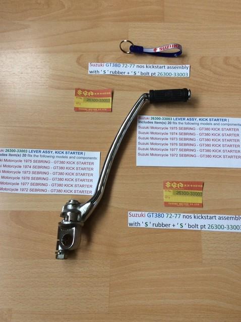 Suzuki Gt380 72-77 Nos Kickstart Assembly With' S' Rubber + Bolt 26300-33003