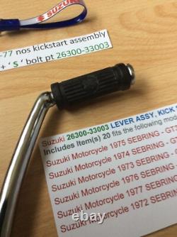 Suzuki GT380 72-77 nos kickstart assembly with' S' rubber + bolt 26300-33003