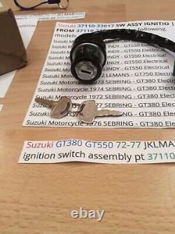 Suzuki GT380 GT550 72-77 JKLMAB nos ignition switch assembly 37110-33017 2 x key