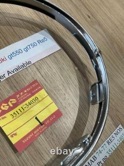 Suzuki GT550 all GT750 LMAB 74-77 RE5 NOS CHROME HEADLIGHT RIM Pt no 35111-34030